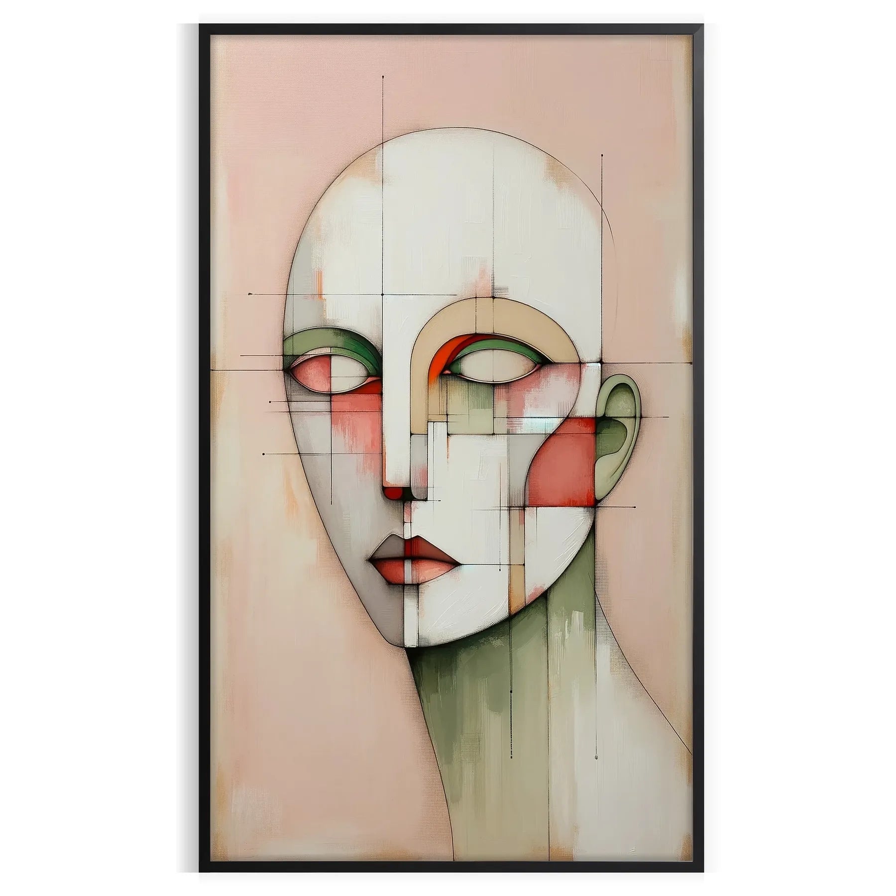 space stunning abstract geometrical human poster vibrant red green tones wall art unique gift eye artwork modern touch room decor