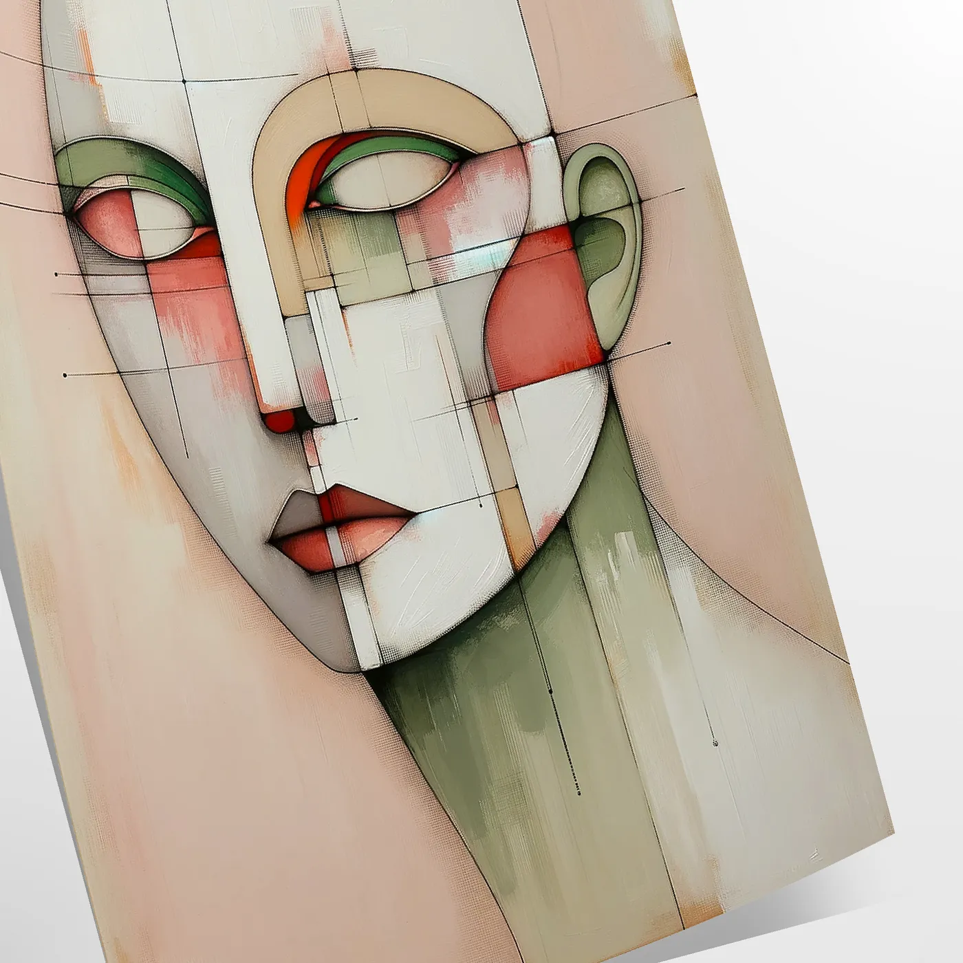 space stunning abstract geometrical human poster vibrant red green tones wall art unique gift eye artwork modern touch room decor