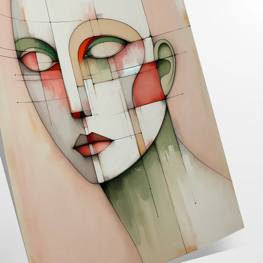 space stunning abstract geometrical human poster vibrant red green tones wall art unique gift eye artwork modern touch room decor