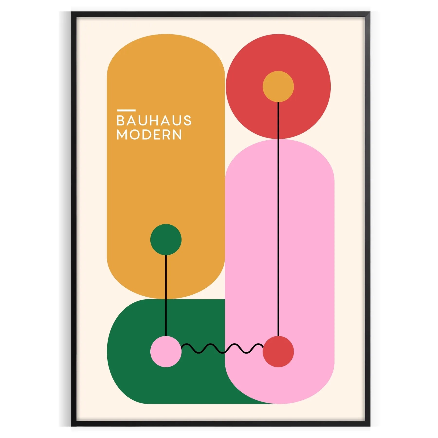 space Bauhaus geometrical design poster bold green orange hues stunning wall art print perfect gift lovers room sizes A4 cm A0