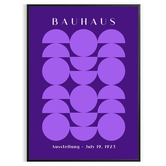 space stunning Bauhaus poster design bold geometrical patterns vibrant purple crisp white wall art thoughtful gift print essence modernist style
