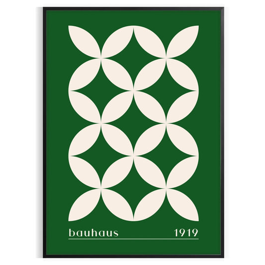 space captivating Bauhaus art prints geometrical designs green white poster modern aesthetics timeless elegance wall unique gift sizes A4 cm A0