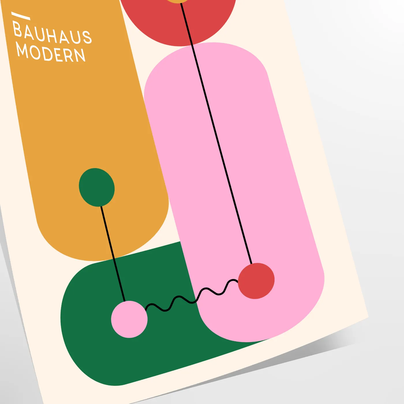 space Bauhaus geometrical design poster bold green orange hues stunning wall art print perfect gift lovers room sizes A4 cm A0