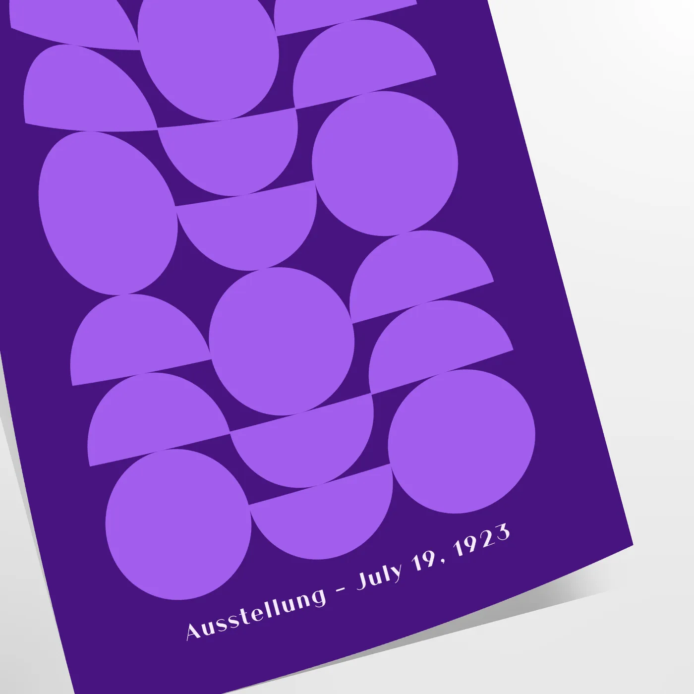 space stunning Bauhaus poster design bold geometrical patterns vibrant purple crisp white wall art thoughtful gift print essence modernist style