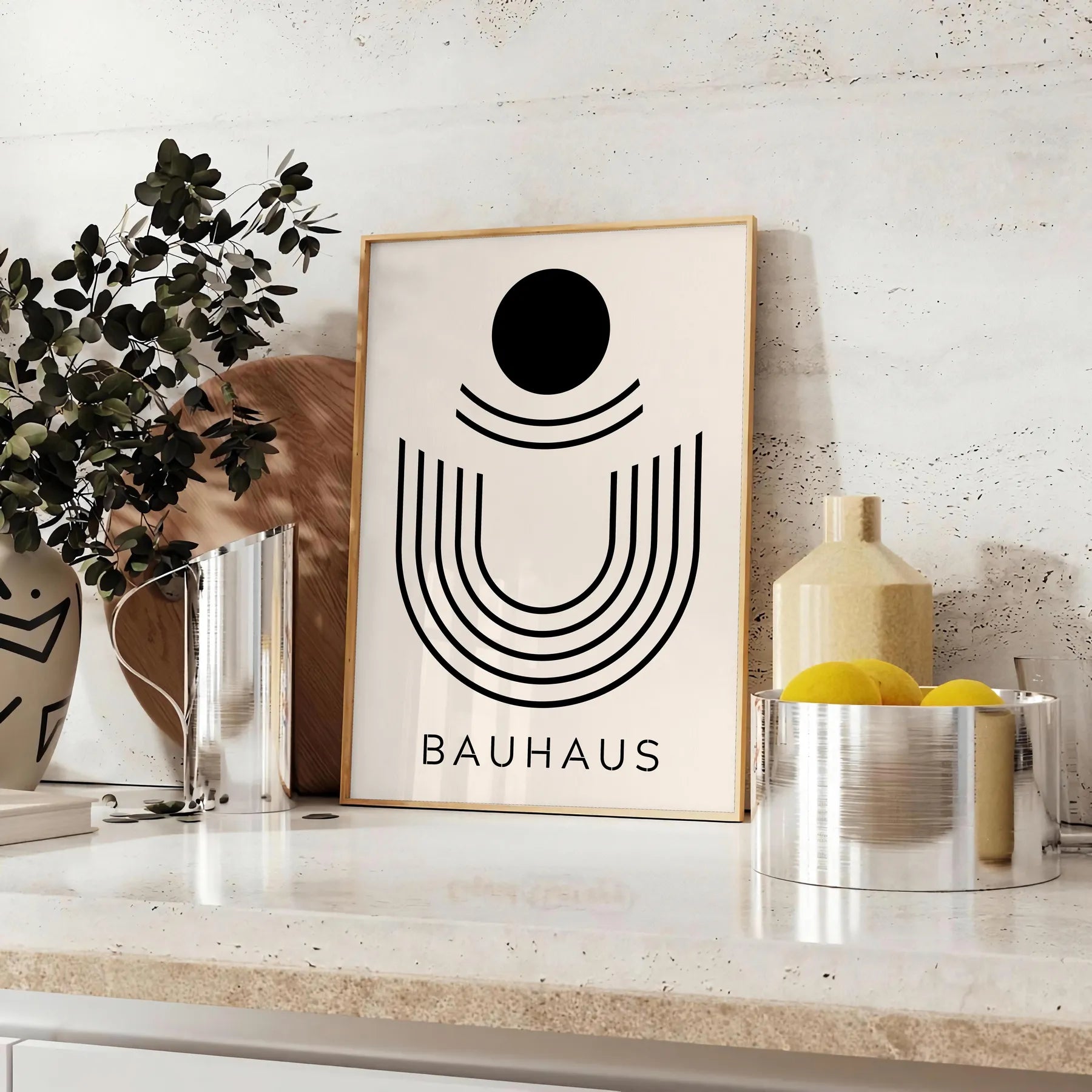 space Bauhaus Poster Vintage print geometrical designs gray black timeless wall art sophisticated touch decor perfect gift sizes A4 cm A0