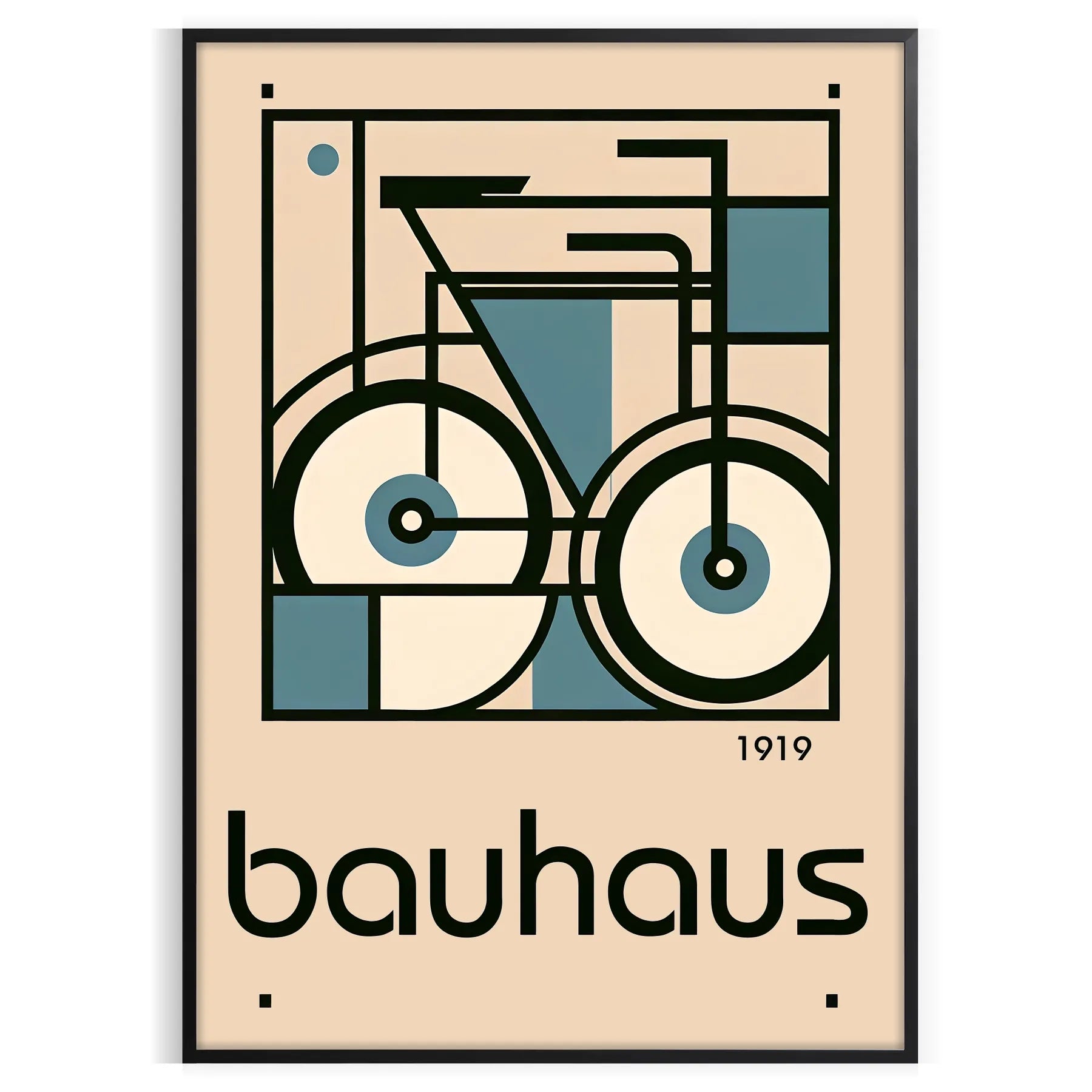 space captivating Bauhaus art print unique bicycle motif striking poster blends iconic design modern flair perfect wall thoughtful gift sizes A4 cm A0
