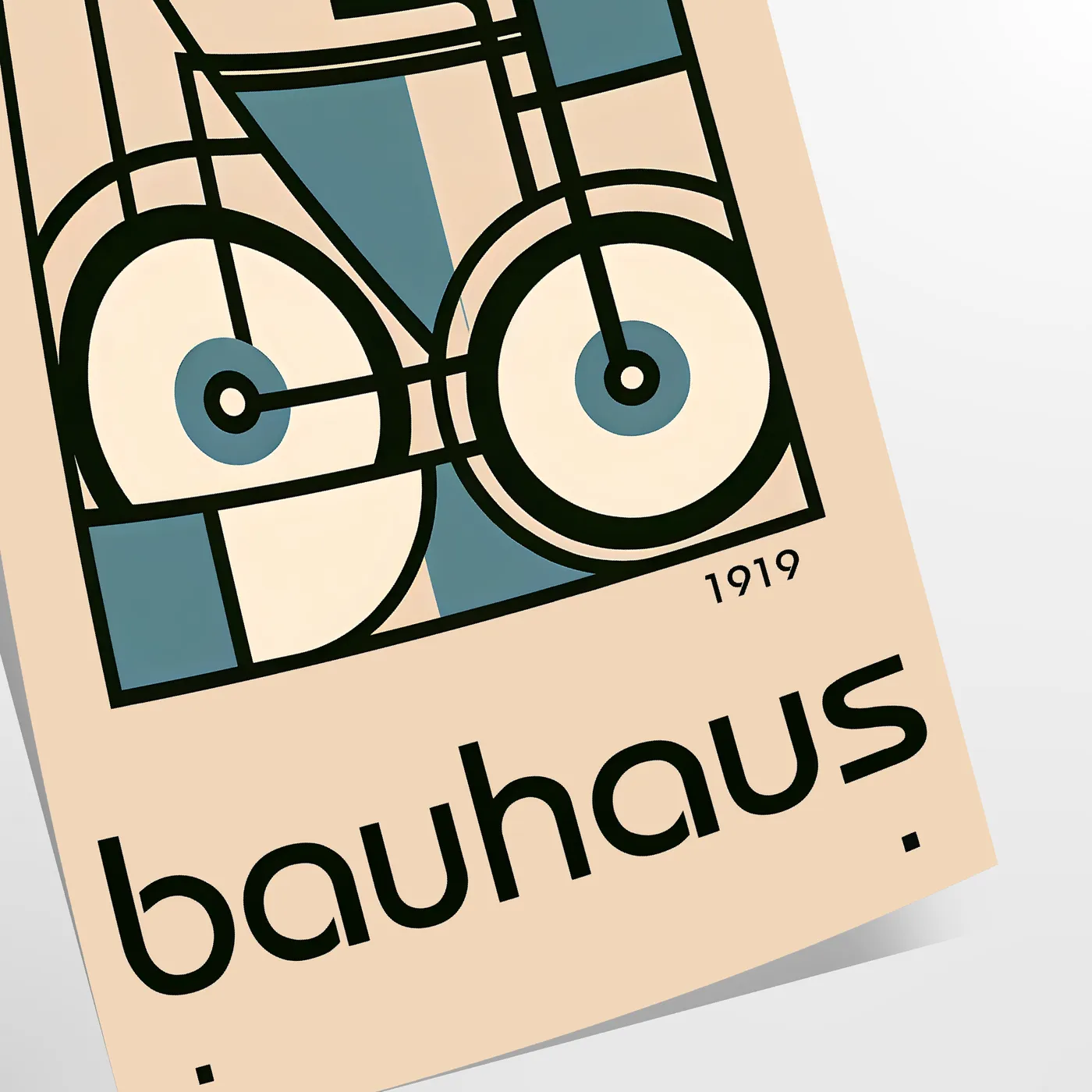 space captivating Bauhaus art print unique bicycle motif striking poster blends iconic design modern flair perfect wall thoughtful gift sizes A4 cm A0