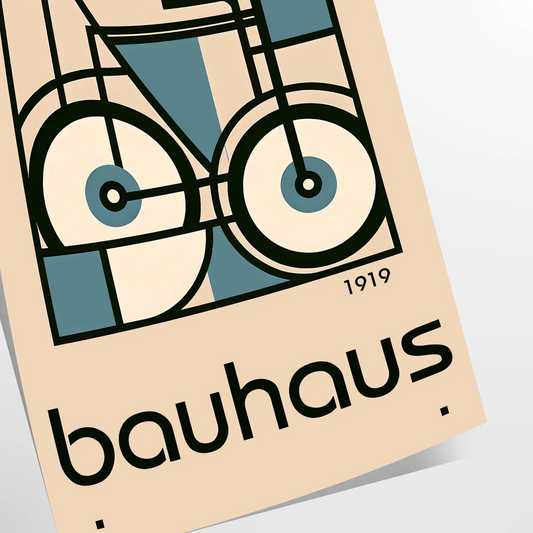 space captivating Bauhaus art print unique bicycle motif striking poster blends iconic design modern flair perfect wall thoughtful gift sizes A4 cm A0
