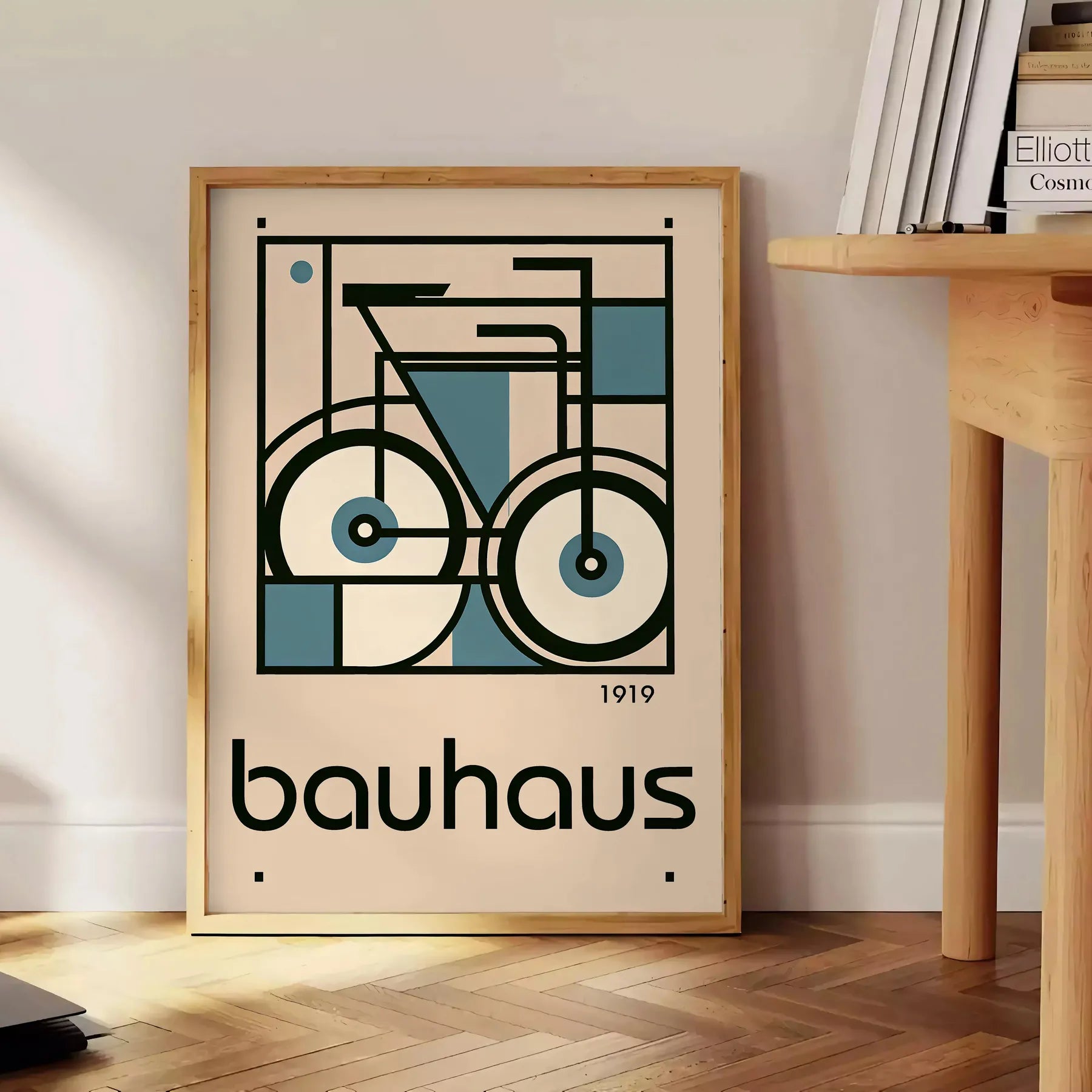 space captivating Bauhaus art print unique bicycle motif striking poster blends iconic design modern flair perfect wall thoughtful gift sizes A4 cm A0