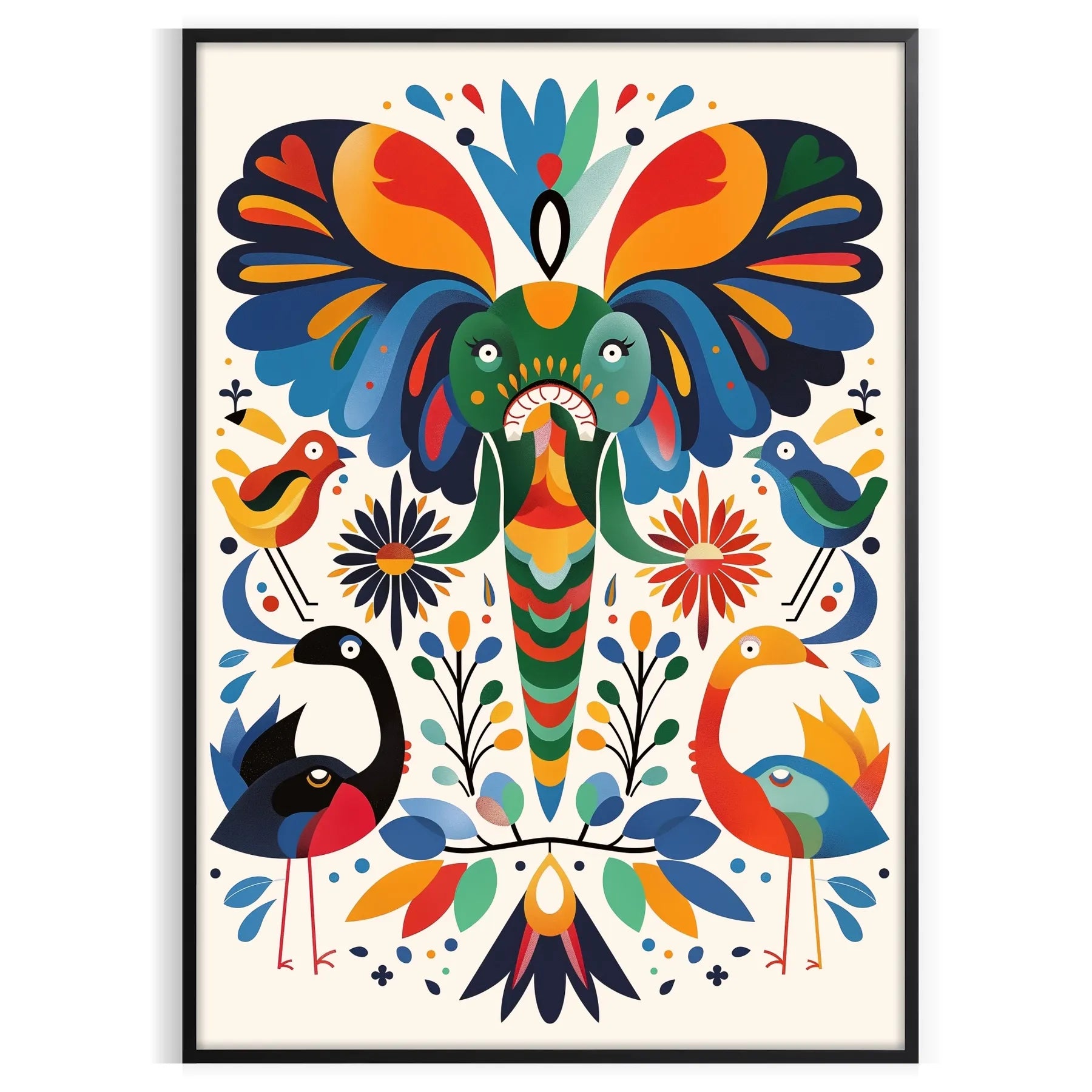 space geometric minimal art poster vibrant orange blue hues unique wall thoughtful gift sizes A4 cm A0 decor stunning artwork today